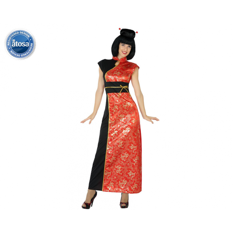 DISFRAZ CHINA MUJER ADULTO VESTIDO ROJO