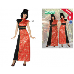 DISFRAZ CHINA MUJER ADULTO VESTIDO ROJO
