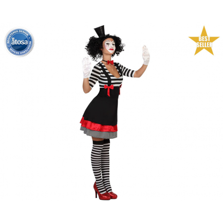 DISFRAZ MIMO MUJER ADULTO BLANCO NEGRO