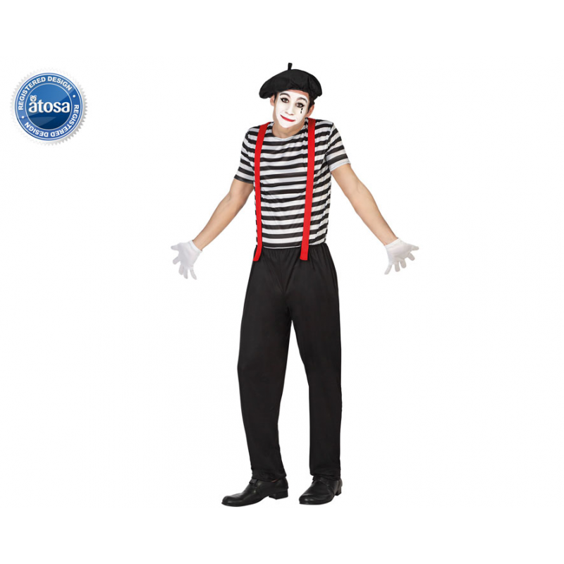 DISFRAZ MIMO HOMBRE ADULTO BLANCO NEGRO