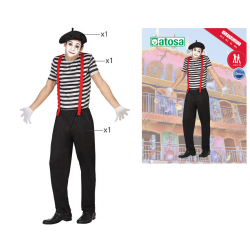 DISFRAZ MIMO HOMBRE ADULTO BLANCO NEGRO