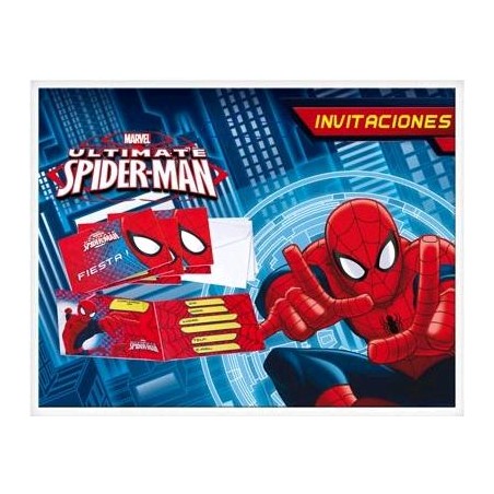 INVITACIONES SPIDERMAN 6 UNID.