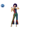 DISFRAZ DISCO MUJER ADULTO RAYAS MULTICOLOR