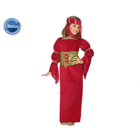 DISFRAZ DAMA MEDIEVAL NIÑA INFANTIL ROJO