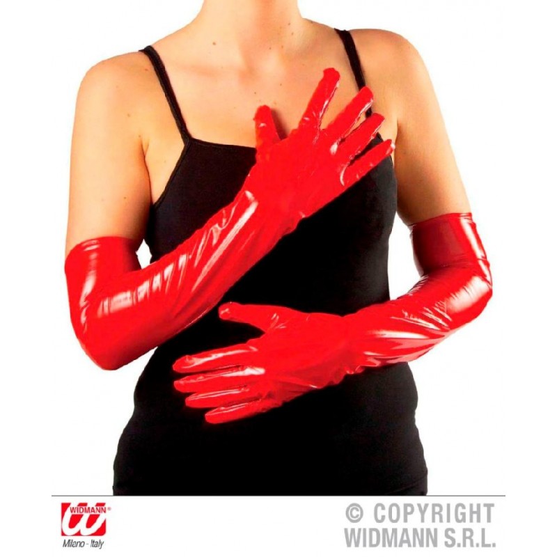 GUANTES ROJOS VINILO LARGOS