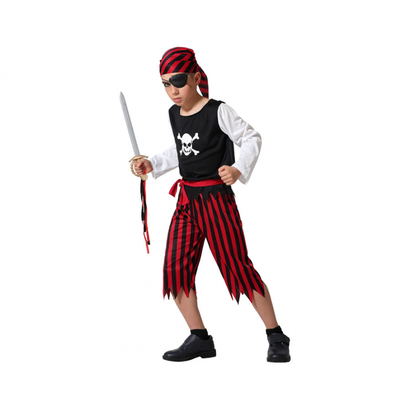 DISFRAZ PIRATA ROJO NEGRO NIÑO INFANTIL