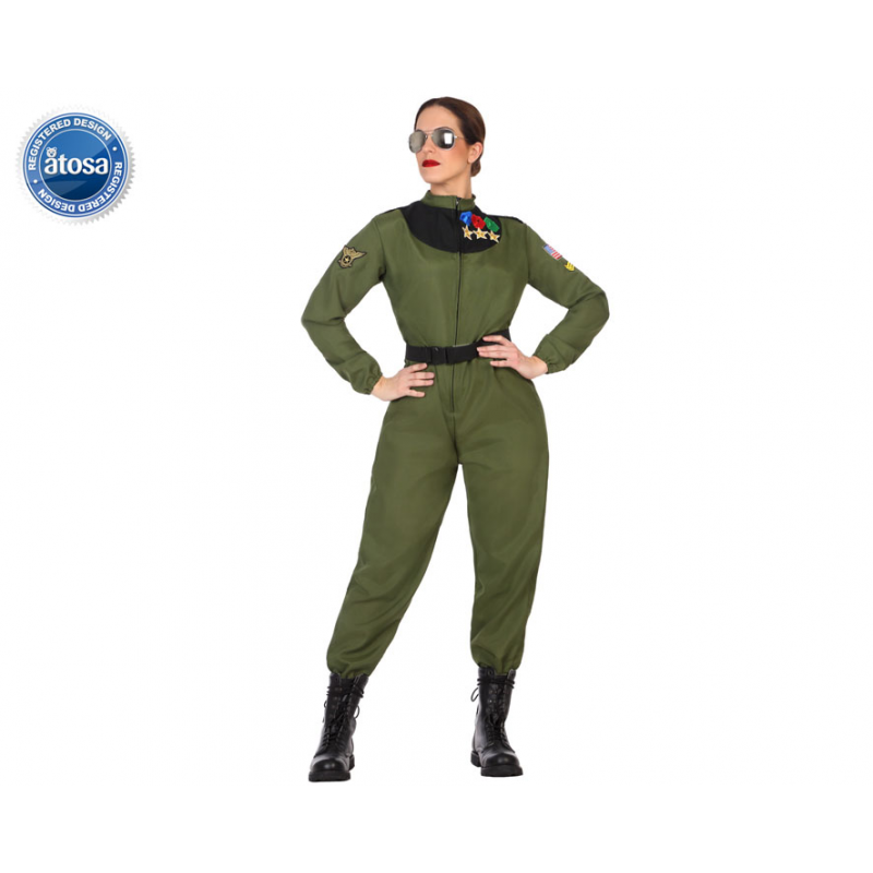 DISFRAZ PILOTO MUJER ADULTO VERDE