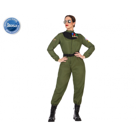 DISFRAZ PILOTO MUJER ADULTO VERDE