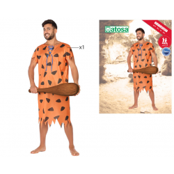 DISFRAZ CAVERNICOLA HOMBRE ADULTO NARANJA