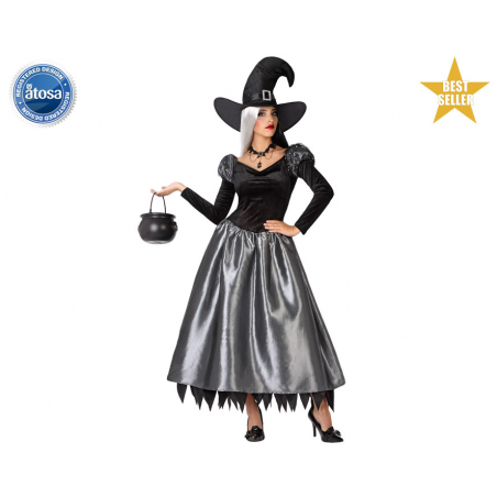 DISFRAZ BRUJA PLATEADA MUJER ADULTO