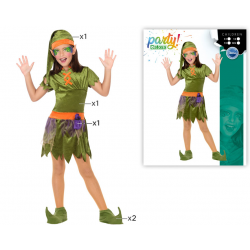 DISFRAZ DUENDE NIÑA INFANTIL NARANJA VERDE