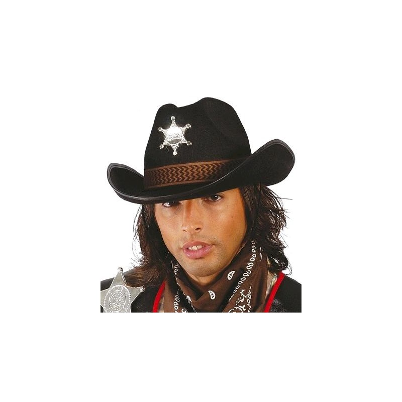Sombrero de Sheriff Negro con estrella
