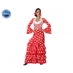 DISFRAZ FLAMENCA ROJO FLECOS ADULTO