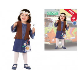 DISFRAZ HIPPIE NIÑA BEBÉ FLECOS