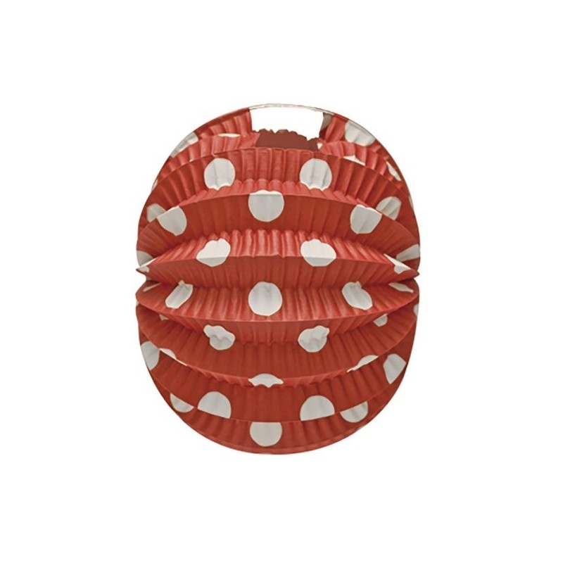 Farolillos Feria Rojo Lunar Blanco 22 cm.