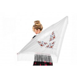 Mantón de Sevillana Bordado - 170cm con Flecos, Colores Variados