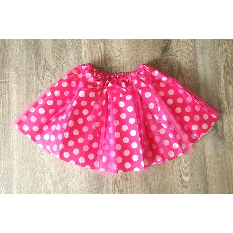Tutu Fucsia con Lunares Blancos Infantil 33 cm.