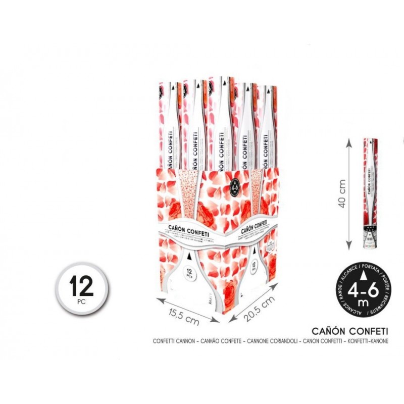 Cañón de Confeti Pétalos Rojos 40 cm.