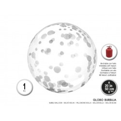 Globo Burbuja con Topos Plata 45 cm 18"