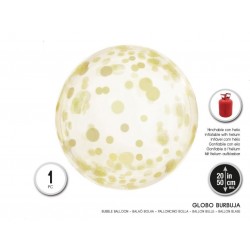 Globo Burbuja con Topos Oro 45 cm 18"
