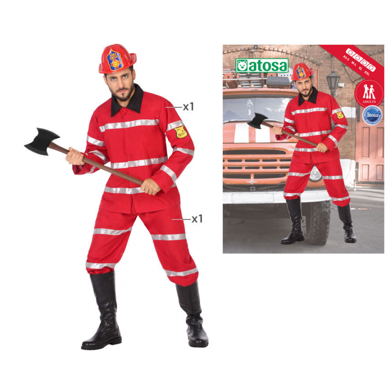 Disfraz de bombero rojo apagafuegos 112 para adulto barato. Tienda de  disfraces online