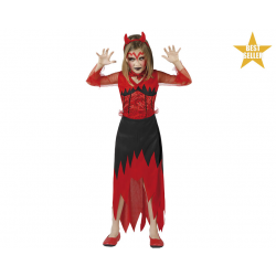 DISFRAZ DEMONIA NIÑA INFANTIL ROJO Y NEGRO
