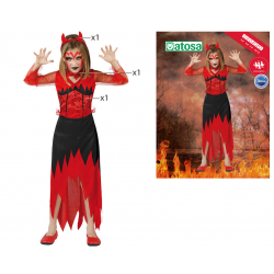 DISFRAZ DEMONIA NIÑA INFANTIL ROJO Y NEGRO