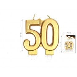 Vela Número 50 Oro 7.7 cm.