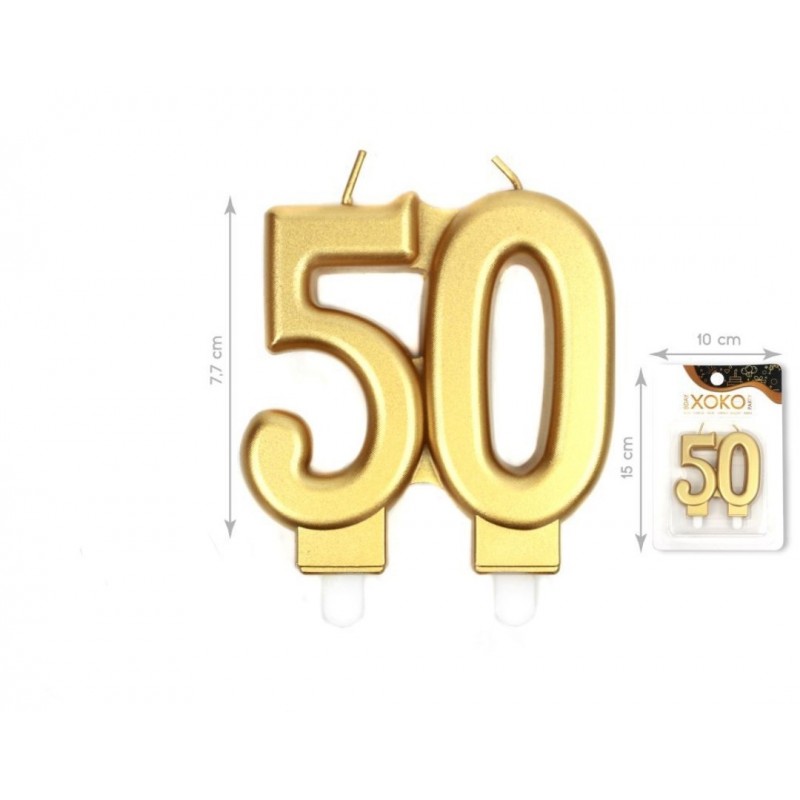Vela Número 50 Oro 7.7 cm.