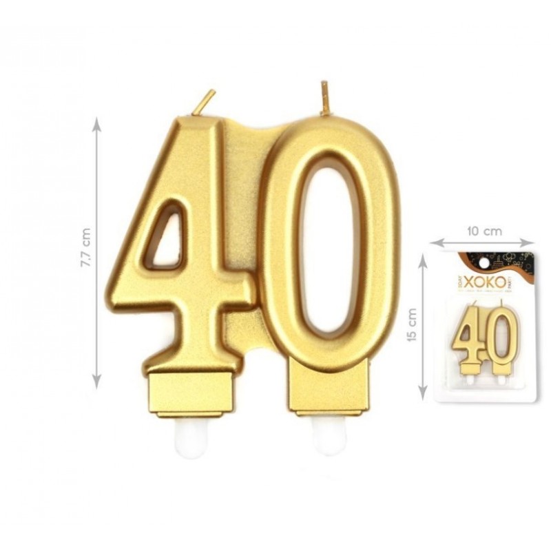 Vela Número 40 Oro 7.7 cm.