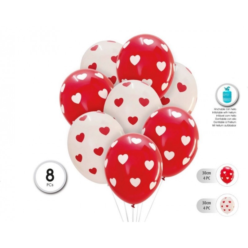 Conjunto Globos con Corazones 8 Unid.