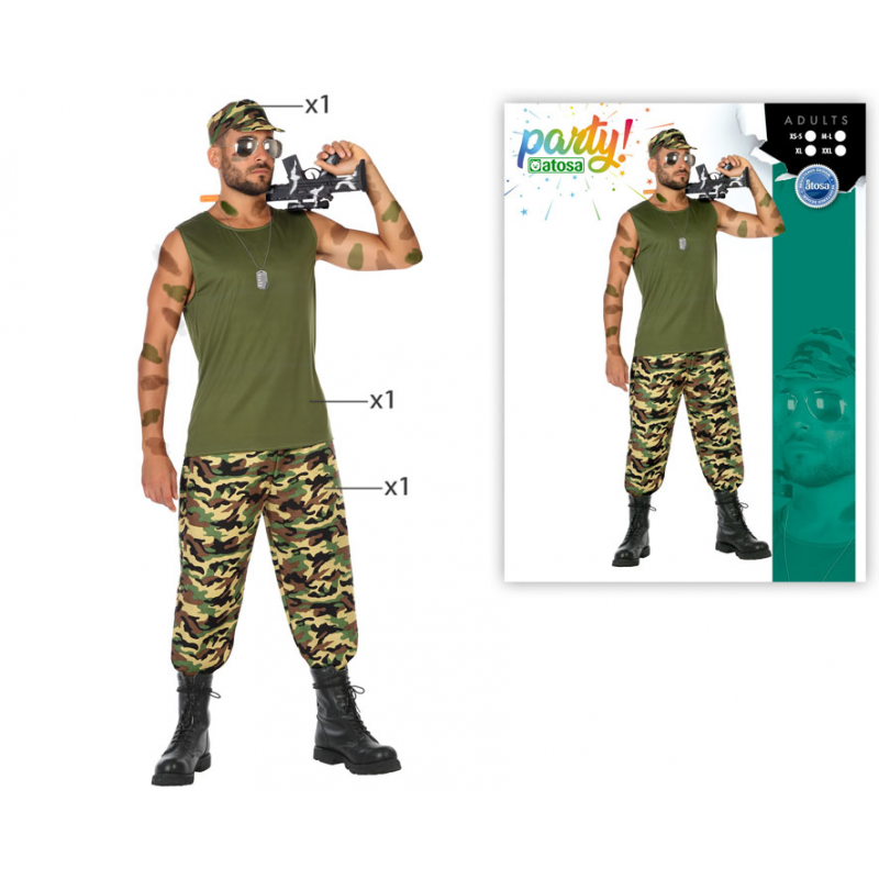 Disfraz de Militar verde para hombre