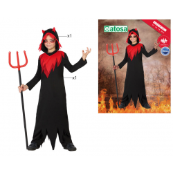 DISFRAZ DEMONIO NIÑO INFANTIL TÚNICA NEGRA