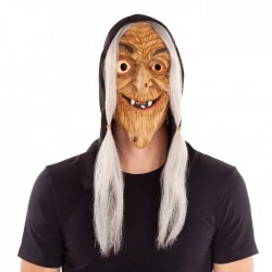Máscara de Bruja de Látex con Pelo y Capucha