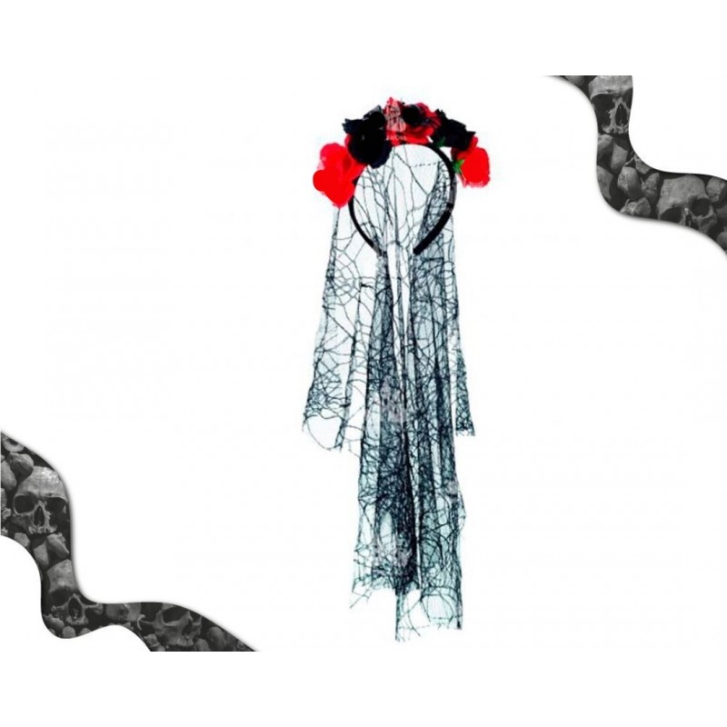 Diadema Velo Catrina Flores