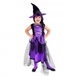 Disfraz de Bruja Chic Púrpura para niña