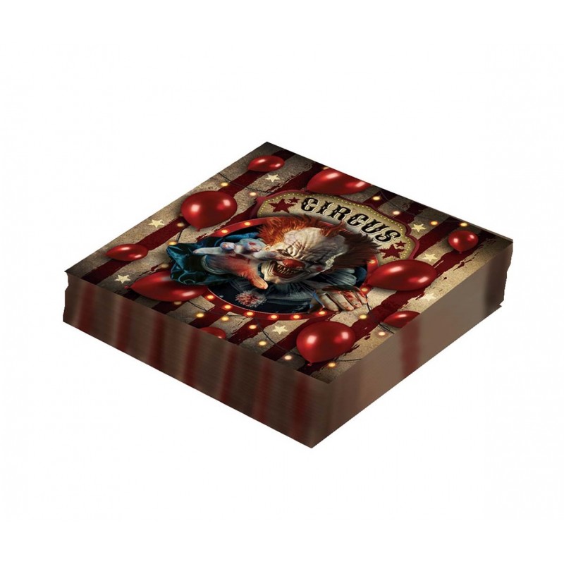 Servilletas de Payaso Circus Terror 12uds 33x33cms