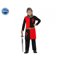 DISFRAZ CABALLERO CRUZADAS NIÑO INFANTIL NEGRO ROJO