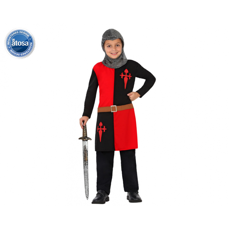 DISFRAZ CABALLERO CRUZADAS NIÑO INFANTIL NEGRO ROJO