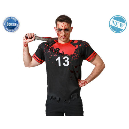 DISFRAZ CAMISETA JUGADOR RUGBY SANGRIENTO HOMBRE ADULTO
