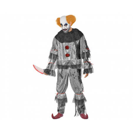 DISFRAZ PAYASO MACABRO GRIS ADULTO HOMBRE