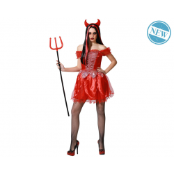 DISFRAZ DEMONIA ROJA FUEGO MUJER ADULTO