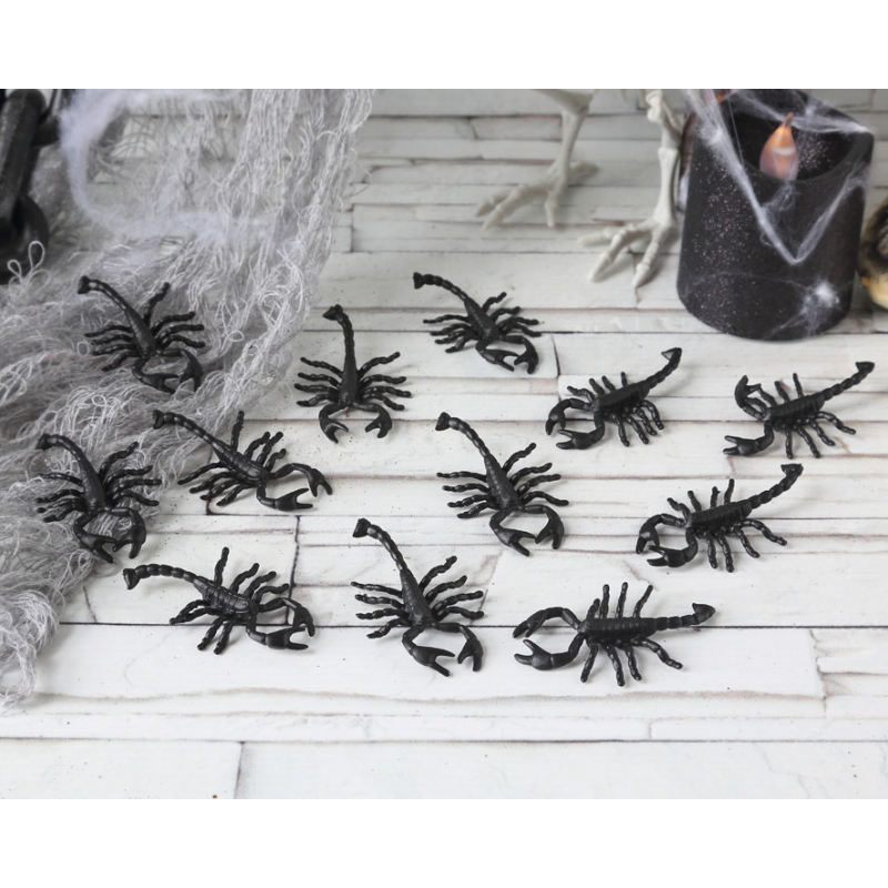 PACK ESCORPIONES NEGROS HALLOWEEN 12 U