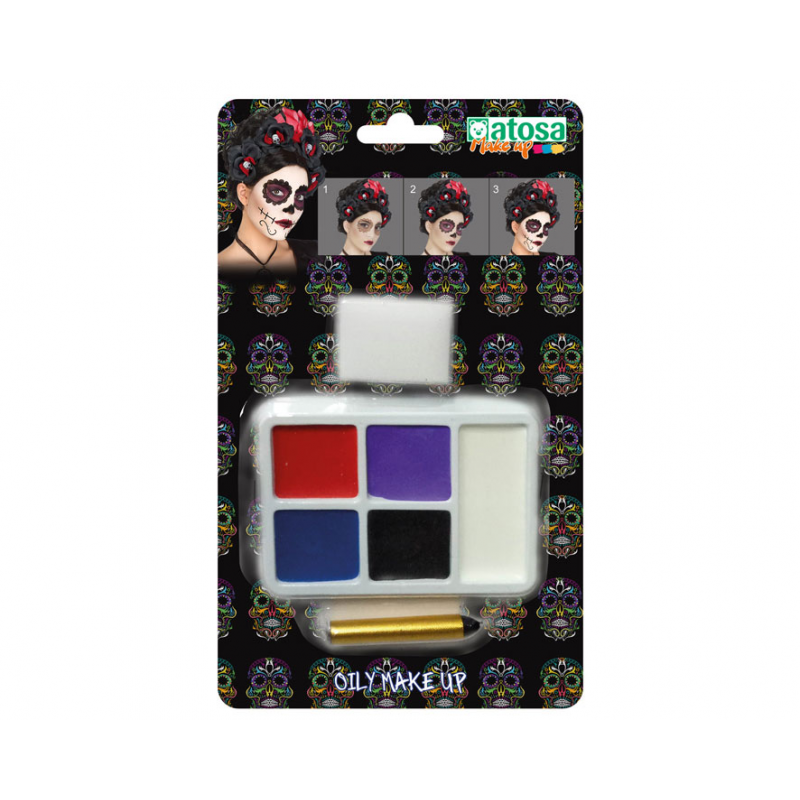 MAQUILLAJE HALLOWEEN MUERTE MEXICANA 5 COLORES