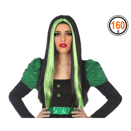 PELUCA VAMPIRESA VERDE LARGO LISA MORENA