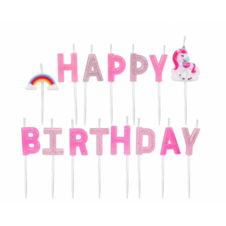 SET VELAS HAPPY BIRTHDAY UNICORNIO MULTICOLOR