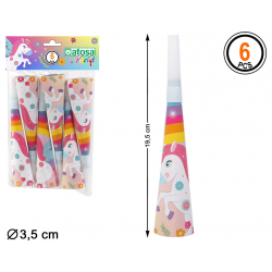 SET 6 CORNETAS DE CARTON UNICORNIO MULTICOLOR 3