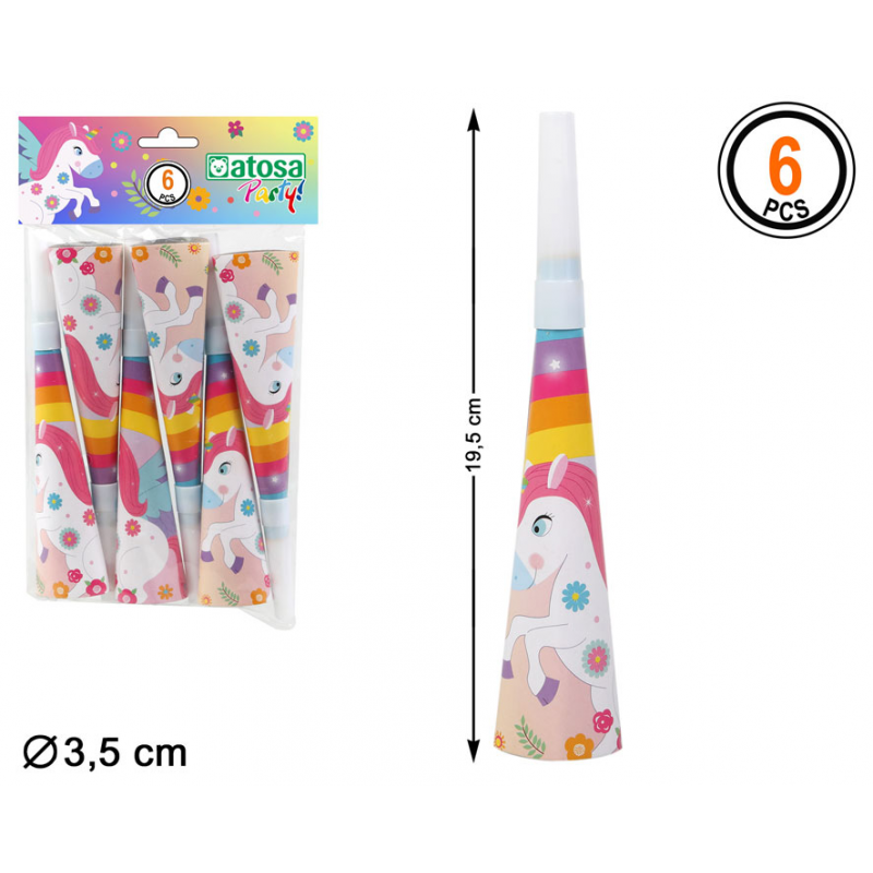 SET 6 CORNETAS DE CARTON UNICORNIO MULTICOLOR 3