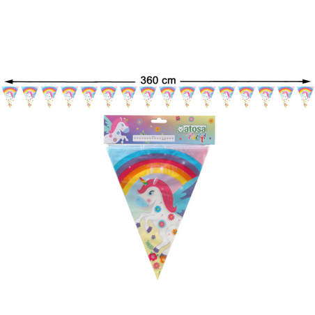GUIRNALDA DE BANDERINES UNICORNIO MULTICOLOR 360 CM