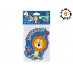 SET 6 INVITACIONESS DE PAPEL ANIMALES FELICES INVITATION